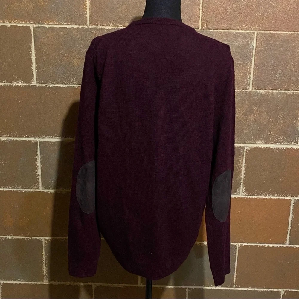 J.Crew Merino Wool Cable Knit Maroon Crew Neck Slim Fit Sweater Men's L